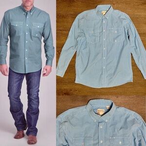 Mens Roper Button Down Shirt tiny blue white check Size Large EuC